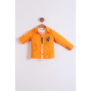 Erkek Çocuk Mevsimlik Pamuklu Tiger Nakışlı Gömlek Tişört 2'li Takım