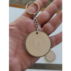 Oduncu Dünyası Doğal Ahşap Boyanabilir Hediyelik Anahtarlık Kütük Dilimi 4-5 cm (25 Adet) Kişiye Özel - Boş