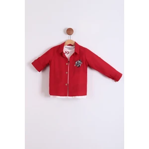 Erkek Çocuk Mevsimlik Pamuklu Tiger Nakışlı Gömlek Tişört 2'li Takım