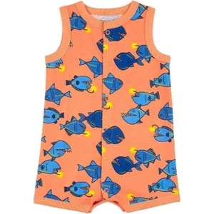 Erkek Bebek Tulum Turuncu Balık Desenli