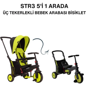 STR3 Plus 5’i 1 Arada Modüler Katlanabilir Bebek Arabası ve Üç Tekerlekli Bebek Bisikleti  Green