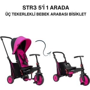 STR3 Plus 5’i 1 Arada Modüler Katlanabilir Bebek Arabası ve Üç Tekerlekli Bebek Bisikleti  Pink