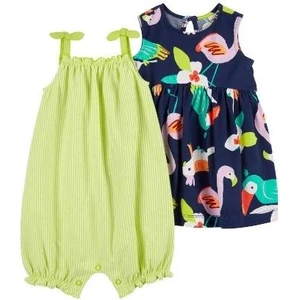 Kız Bebek 2'li Tulum Set Desenli