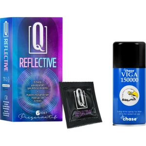 Q Reflective 6'lı Kremli Tırtıklı Prezervatif +  Sprey 45ML