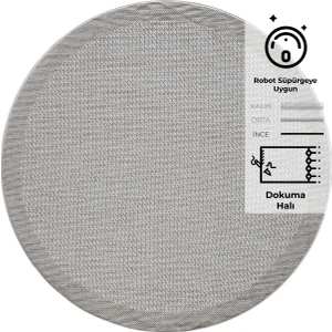 Konfor Sisalux 3093 Krem Jüt Tabanlı Modern Dokuma Yuvarlak Kilim Sisal Hasır Halı75x75