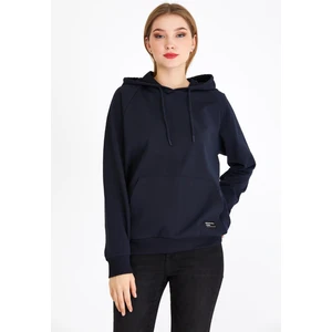 Kadın Lacivert Basic Kapüşonlu Regular Fit Rahat Sweatshirt