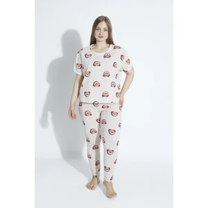 Kadın Büyük Beden Kısa Kollu Pijama Takımı Tampap 4130-B