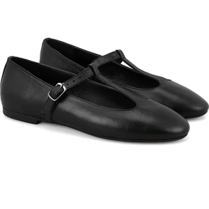 Matilda Siyah Kadın T-Bant Mary Jane Deri Babet