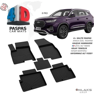 RK Carshop Chery Tiggo 8 Pro  4d Havuzlu Kauçuk Paspas 2023 ve Üstü