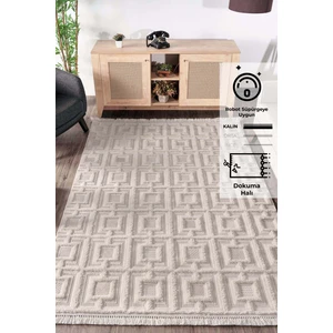 Konfor Bukle 6658 Krem Yumuşak Örgü Modern Dokuma Halı80x150