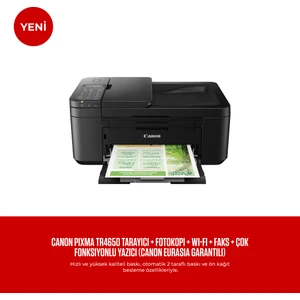 Pixma TR4650 Tarayıcı + Fotokopi + Wi-Fi + Faks + Çok Fonksiyonlu Yazıcı (Canon Eurasia Garantili)