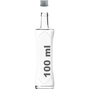 100 ml Şeffaf Piramit Sosluk Kilitli Siyah Kapaklı Kavisli Cam Şişe 1 Adet