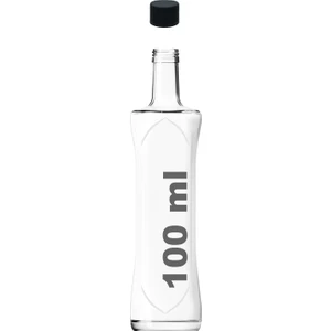 100 ml Şeffaf Piramit Sosluk Kilitli Siyah Kapaklı Kavisli Cam Şişe 1 Adet