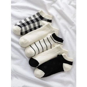 Sky Socks 5'li Çizgili Desenli Patik Ekonomik Paket Unisex Kısa Spor Sneakers Çorap