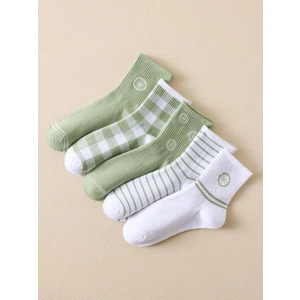 Sky Socks 5'li Ekonomik Paket Yeşil Limon Desenli  Kokulu Tenis Kolej Çorap Seti