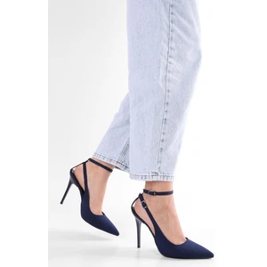 Kadın Mila Lacivert Zara Saten Kemerli Bilekten Bağlı Stiletto