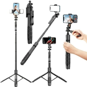 Uzaktan Kumandalı Çok Amaçlı Tripod ve Selfie Çubuğu 153 cm Telefon, Kamera, Işık ve Gopro Uyumlu Anroid Ios Uyumlu