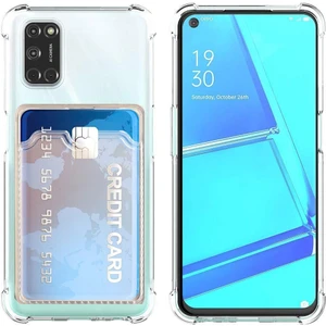 Oppo A52 Kamera Korumalı Kartlıklı Setra Şeffaf Silikon Kılıf