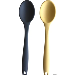 Pink Rose Bybirgül Büyük Boy Yanmaz Yapışmaz Silikon 2 Li  Spatula Kaşık Set Antrasit ,sarı Renk 2 Adet