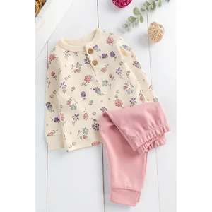 Çiçek Desenli Kız Bebek Pijama Takımı 2'li Bebek Takım