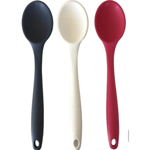 Pink Rose Bybirgül Büyük Boy Yanmaz Yapışmaz Silikon 3lü Spatula Kaşık Set Antrasit ,kırmızı,beyaz Renk 3 Adet