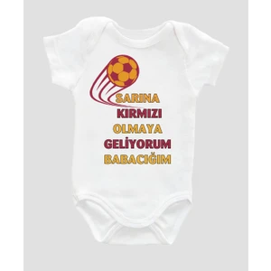 Outdoor One Sarına KırmızıOlmaya Geliyorum Babacığım Baskılı Yazılı Bebek Body Bebek Badi Çıtçıtlı Zıbın ZBN014