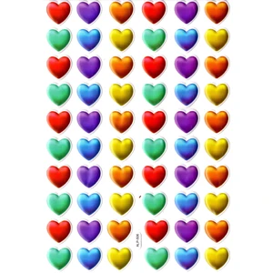 Sticker Kabartmalı A4 Boyutunda Stiker Defter, Planlayıcı ETIKET-(LIM506) - Renkli Kalpler