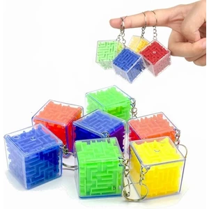 Labirent Bulmaca Küp Eğlenceli Anahtarlık 3x3 cm - Renkli
