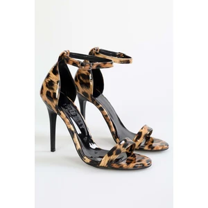 Kadın Lina Leopar Parlak Tek Bant Topuklu Ayakkabı