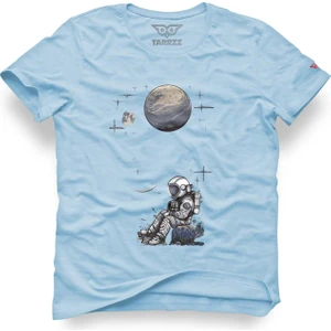 Kayada Oturan Astronot Tasarım Tişört, Astronot Tişört
