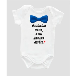 Outdoor One Erkek Bebek Üzgünüm Baba Aynı Kadına Aşığız Yazılı Beyaz Bebek Body Zıbın Bebek Badi ZBN004