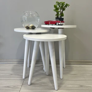 Designer Eco Yan Sehpa, Sehpa, Ev Dekorasyon, Üçlü Sehpa, Cilalı Sehpa, Zigon