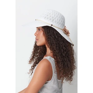 Merserize Plaj Şapkası T24740-07 Beyaz