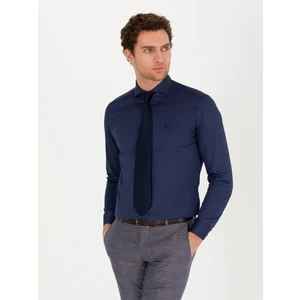 Erkek Lacivert Slim Fit Uzun Kollu Basic Gömlek 50268927-VR033