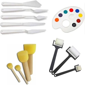 Resim Sanat Malzemeleri Rulo Ponpon Spatula ve Palet Seti