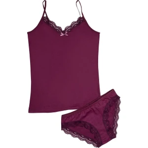 Kadın V Yaka Dantelli Atlet Külot Takımı 6303