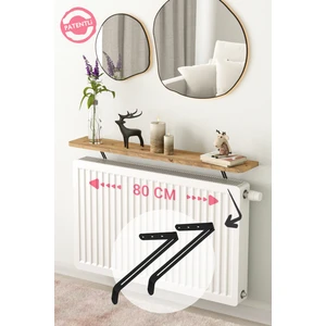 2 Yıl Montajsız Petek Üstü Uçan Raf Dresuar Kalorifer Peteği Rafı Kitaplık 80 x 18 cm Çam Oval Kesi