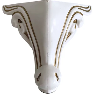 Lükens Desenli 15CM Beyaz Plastik Ayak Mobilya Masa ve Dolap AYAĞI(15CM)(BEYAZ Altın Varak - Altın)