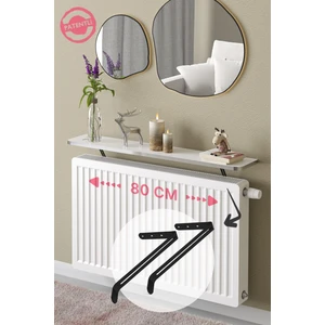 Modern Montajsız Petek Üstü Uçan Raf Dresuar Kalorifer Peteği Rafı Kitaplık 80 x 18 cm Beyaz Gümüş