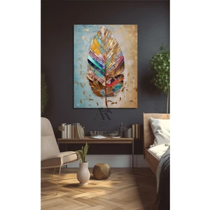 Ar Ajans Kanvas Tablo Renkli Dal Yapragı Yaglı Boya Görünümlü Kanvas Tablo