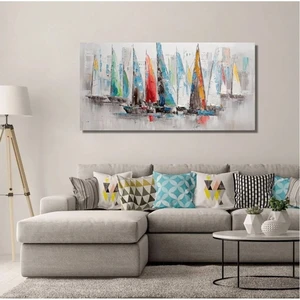 Ar Ajans Kanvas Tablo Yağlı Boya Görünümlü Yelkenli Kanvas Tablo