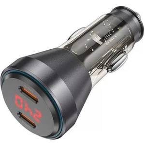 Hc 60W 2x Type-C Girişli Araç Çakmaklık Hızlı Şarj Aleti, Akım, Voltaj ve Isı Korumalı Araç Şarjı