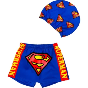 Lolli Boom Kids  Erkek Çocuk Halkın Kahramanı Superman Temalı Mayo Şort Bone 2li Set Sarı Kırmızı Siyah