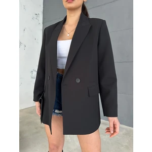 Kadın Double  Kumaş  Siyah Blazer Ceket