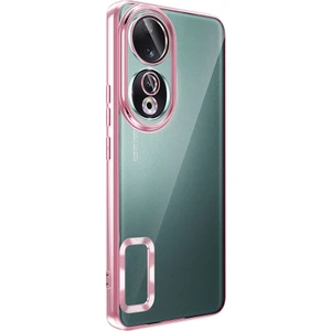Case 4u Huawei Honor 90 Kılıf Tek Kamera Çerçeveli Logo Gösteren Omega Kapak Rose Gold