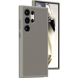 Case 4u Galaxy S24 Ultra Kılıf Magsafe Şarj Özellikli Karbon Fiber Görünümlü T-Karbon Kapak Titanyum - Gri