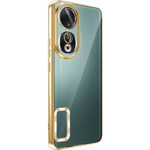 Case 4u Huawei Honor 90 Kılıf Tek Kamera Çerçeveli Logo Gösteren Omega Kapak Gold