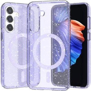 Case 4u Galaxy S23 Fe Kılıf Magsafe Şarj Özellikli Parlayan Simli Saydam Renkli Allstar Kapak Mor