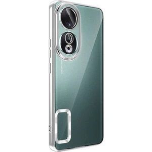 Case 4u Huawei Honor 90 Kılıf Tek Kamera Çerçeveli Logo Gösteren Omega Kapak Gümüş