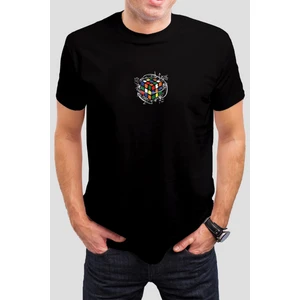 Rubik Küp Baskılı Siyah Unisex Tişört C389